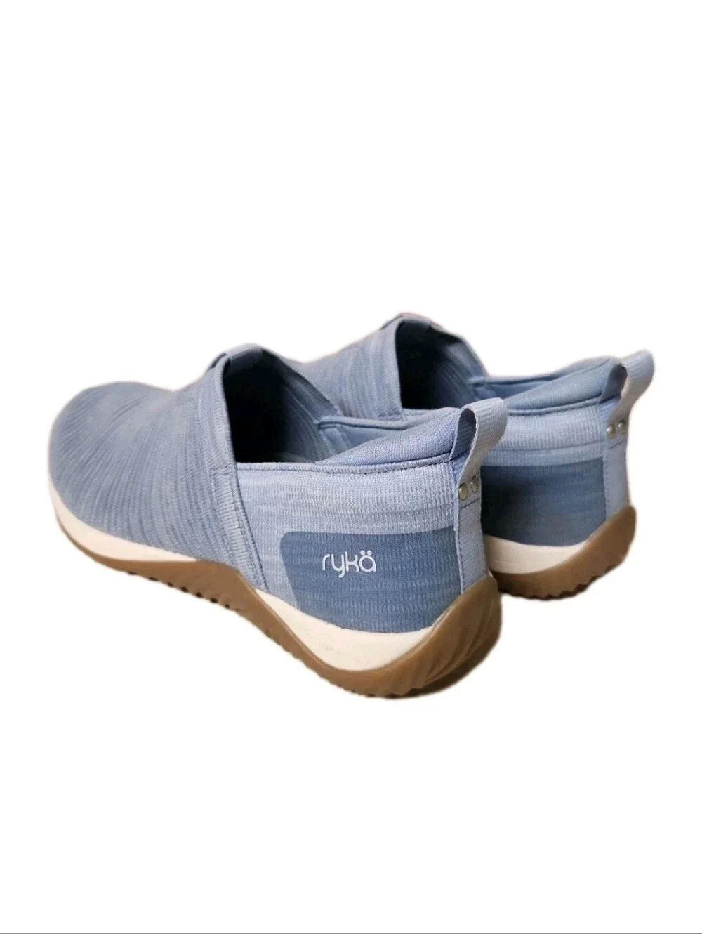 Ryka Echo Knit Slip On Sneakers Womens 9.5 Blue Grey Walking Shoes New Comfort